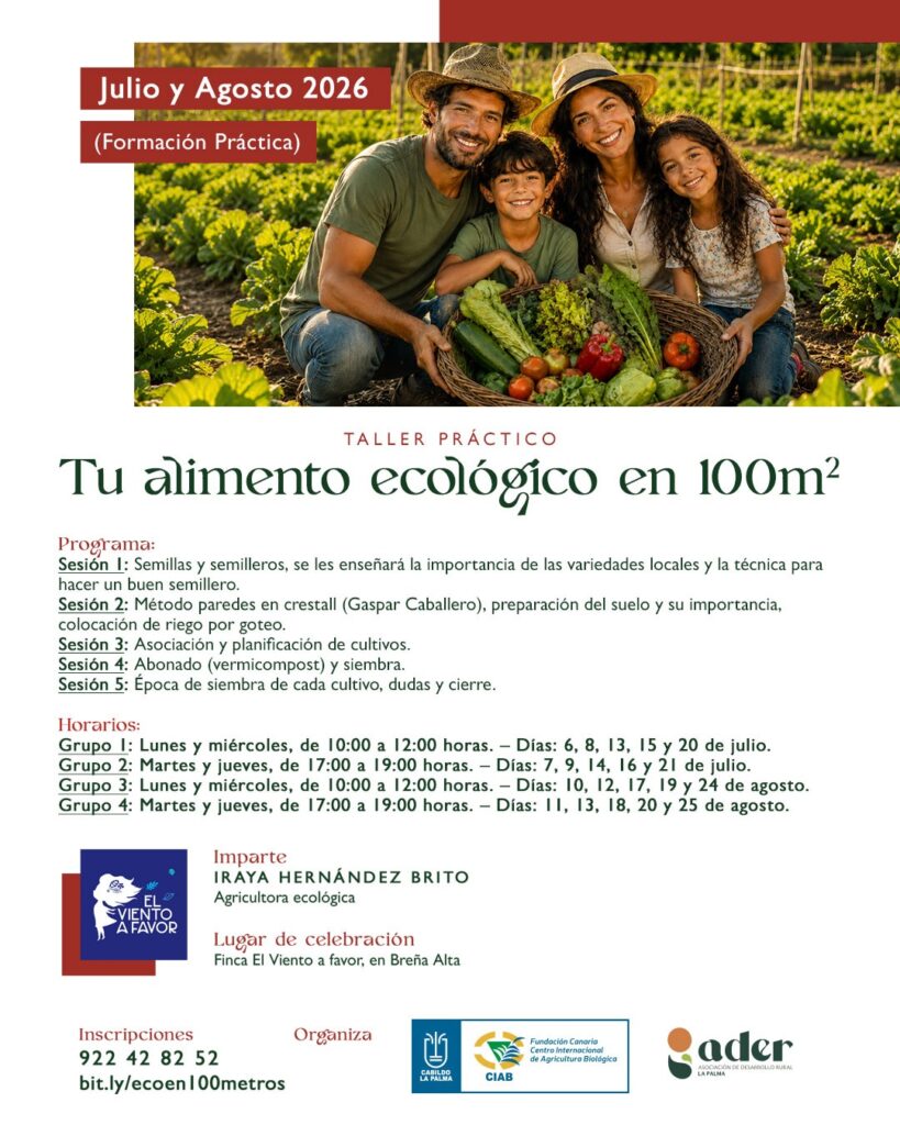 El Cabildo organiza un curso sobre agricultura ecológica y producción de alimentos en pequeños espacios